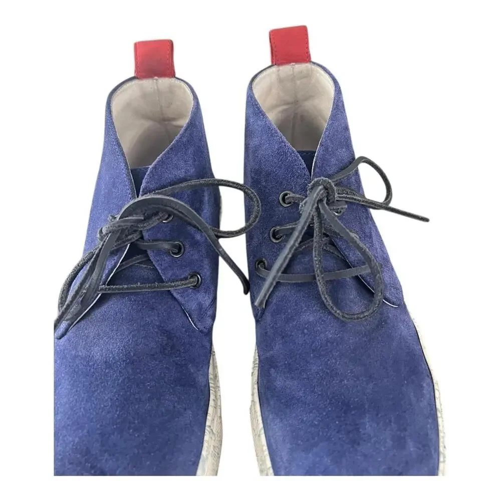Rare Del Toro Blue Suede Boots Water Drop Sole Italy Luxury Chukka Mens Size 8